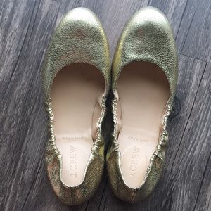 J crew cracked leather gold cece ballet flats 7.5